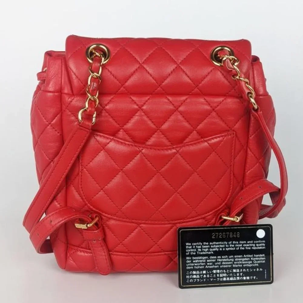 Chanel Mini Urban Spirit Red Lambskin Leather Backpack - Picture 2 of 10